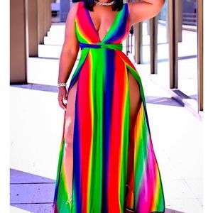 High Slit colorful dress
